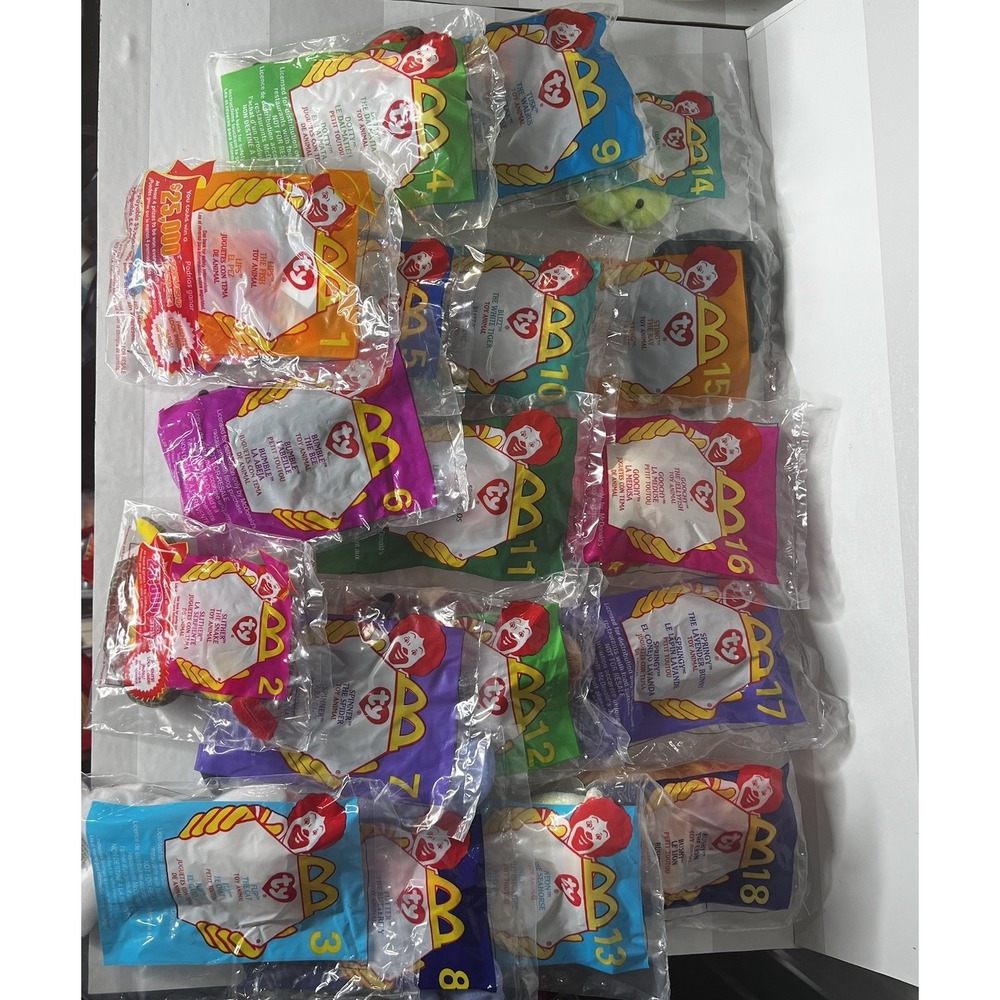 2000 Ty McDonald's Happy Meal Teenie Beanie Babies - Complete Set of 18 - NEW